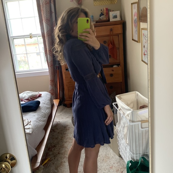 Roxy Tie Front Bubble Sleeve Mini Dress - Picture 2 of 2